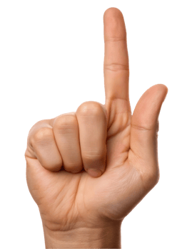 Hand gesture, index finger pointing up. png