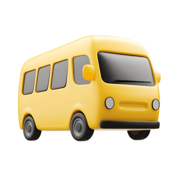 3d school bus drive isolated background png