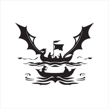 A dragon boat with a man and woman on it vector