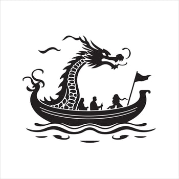 A dragon boat with people on it vector
