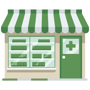 Pharmacy vitrine on white background vector