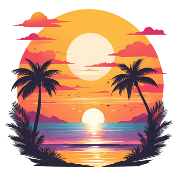 Tropical sunset illustration png