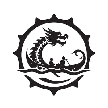 A dragon boat logo with a man and a woman in it vector