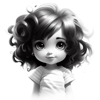 Sad, expressive black and white girl with large teary eyes png