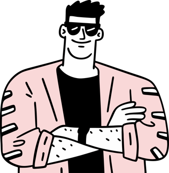 Confident Cartoon Character in Sunglasses and Casual Jacket Illustration png