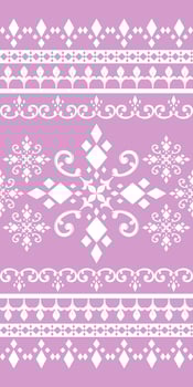 Wonderful Shining White Geometric Diamond Shape Luxury Scroll Ornament Fleur de lis Design Patter on Lilac Background Delicate Expensive Diamond Curly Florals Neat Handicraft Haute Couture Silk Border vector