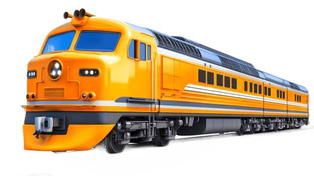 Modern Orange Diesel Locomotive Train Speeding on Railway Tracks png