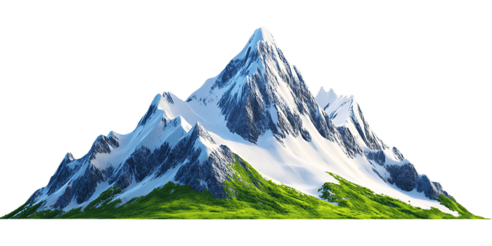 Majestic Snowy Mountain with Lush Green Meadow in Scenic Alpine Landscape png
