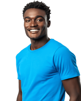 Cheerful Young African American Man Smiling with Confidence in a Casual Studio Portrait png