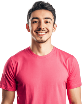 Cheerful Young Man in Pink Shirt Showing Positive Emotion and Friendly Personality png