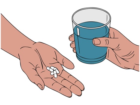 Woman taking pills vector