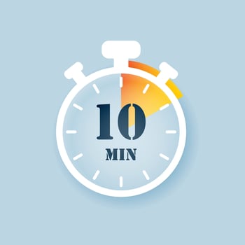 The 10 minute timer icon on a blue background vector