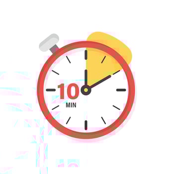 A stopwatch with the time 10 minutes on it vector