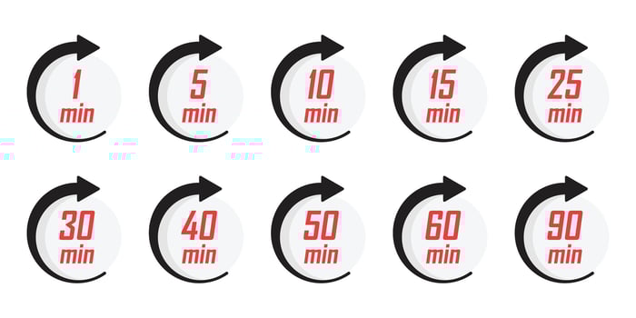A set of arrows with different times on them vector