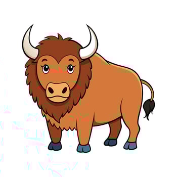 Unique American Bison Illustration. Cartoon Art Animal Illustration vector