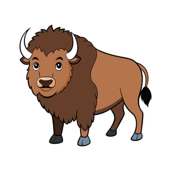 Charming American Bison Design. Cartoon Art Animal Illustration vector