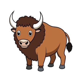 Stylish American Bison for Art Projects. Cartoon Art Animal Illustration vector