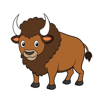Distinct American Bison Art for Designers. Cartoon Art Animal Illustration vector