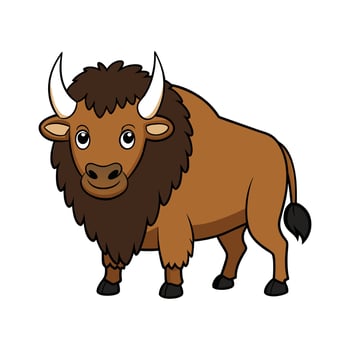 Creative American Bison Illustration. Cartoon Art Animal Illustration vector