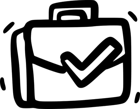 Hand-Drawn Black and White Business Briefcase Doodle Illustration vector