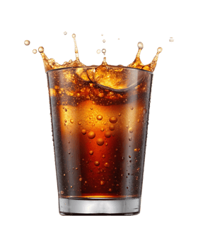 Refreshing cola drink with ice and splash. Summer refreshment. png