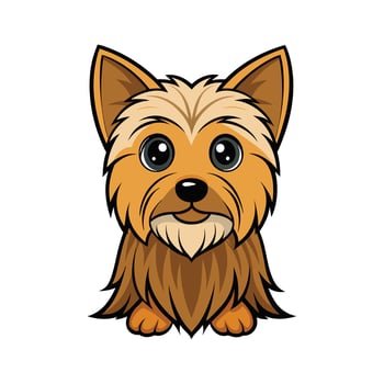 Charming Australian Silky Terrier Design. Cartoon Art Animal Illustration vector