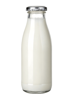Glass bottle of fresh milk. Dairy product, healthy drink. png