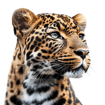 Leopard in a poised stance against a clear backdrop png