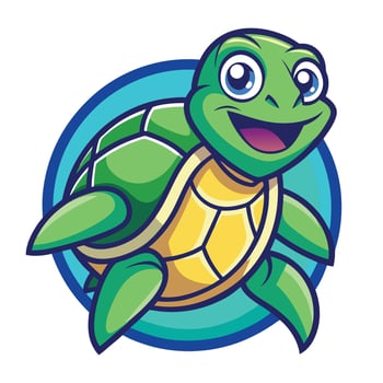Cartoonish Sea Turtle Mascot with Logo Illustration vector