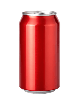 Blank red aluminum soda can, isolated on white background. png