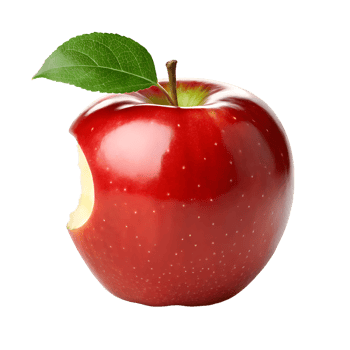 Red apple with a bite taken out of it png