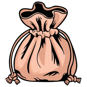 Textile pouch with ties vector