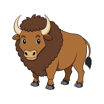 Majestic Eurasian Bison in Natural Habitat. Cartoon Art Animal Illustration vector