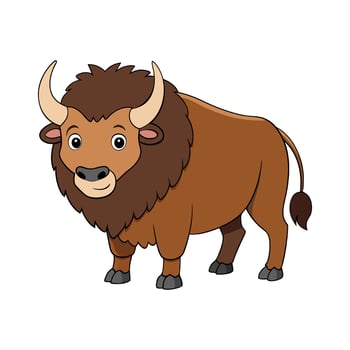 Stunning Eurasian Bison Amongst the Landscape. Cartoon Art Animal Illustration vector