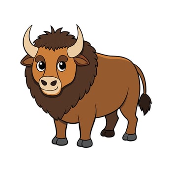 Majestic Eurasian Bison Roaming Free. Cartoon Art Animal Illustration vector