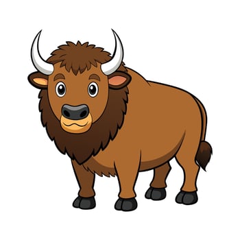 Impressive Eurasian Bison in Natural Habitat. Cartoon Art Animal Illustration vector