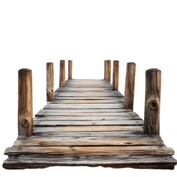 Simple lakeside pier built from sturdy timber png