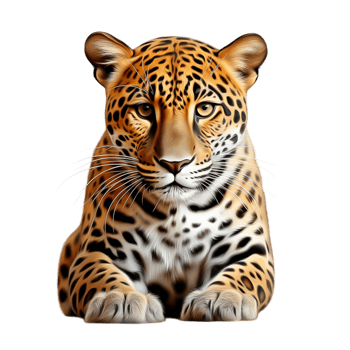 Adorable baby leopard sitting with a curious gaze png