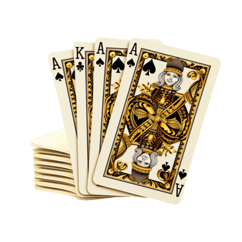 Stack of playing cards with the ace of hearts on top png