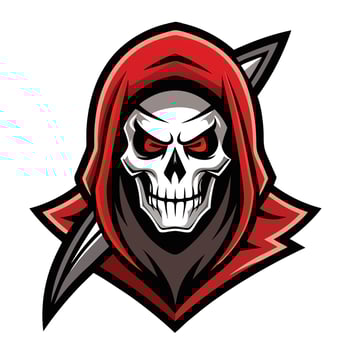 Illustration of a Skull Reaper Mascot Cartoon Character Holding a Scythe vector