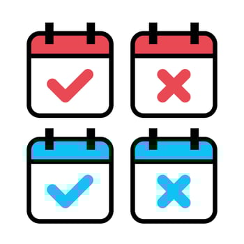 Calendars Check And Cross Red And Blue vector