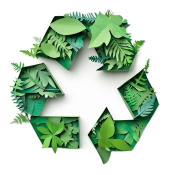 Papercraft Recycle Symbol with Layered Green Geometric Shapes and Eco-Friendly Concept png