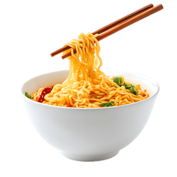 Delectable Asian Noodle Bowl with Chopsticks on the Table png