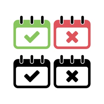 Calendar Check And Cross Abstract Set vector