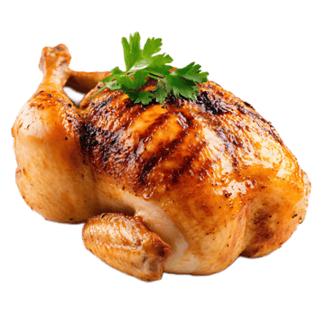 Mouthwatering Roasted Chicken Dish with Vegetables and Herbs on a Plate png