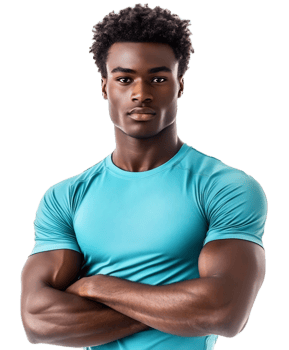 Muscular African Man Portrait in Fitness Studio png