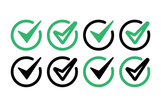 Check Mark Circles Green And Black Set vector