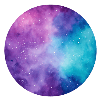 Watercolor galaxy art, purple and blue nebula png