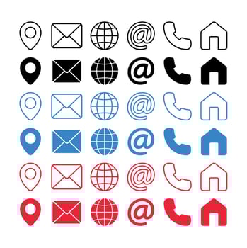 Contact Us Set Multiple Colours vector