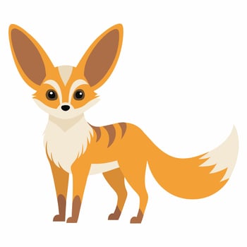 Cartoon Fennec Fox animal .Suitable for children's books, sticker,mascot, logo. Illustration animal on white background vector